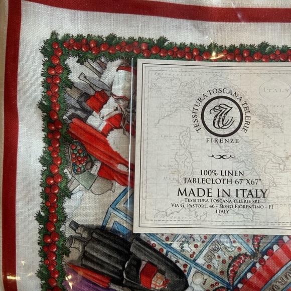 Tessitura Toscana Telerie Firenze 67”x 67” Italian Linen Christmas Tablecloth - Picture 6 of 16